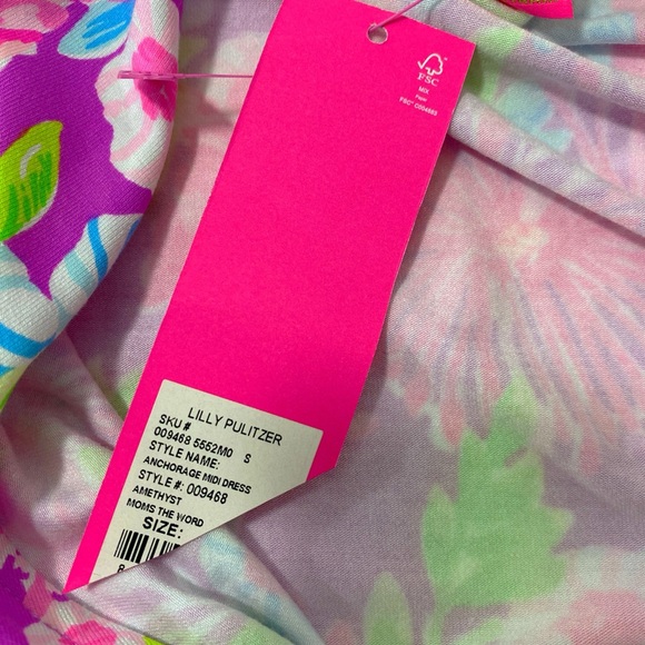 Lilly Pulitzer Anchorage Midi Dress Moms the Word Amethyst Sz S - Picture 9 of 9